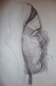 gel pen portrait sketch